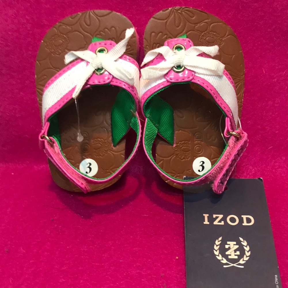 IZOD size 3t pink green white sandals